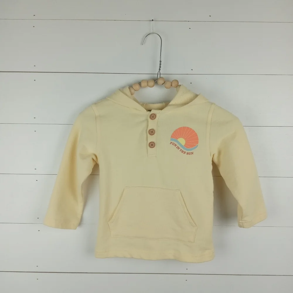 art class girls size 3T light yellow button hooded fun in the sun top